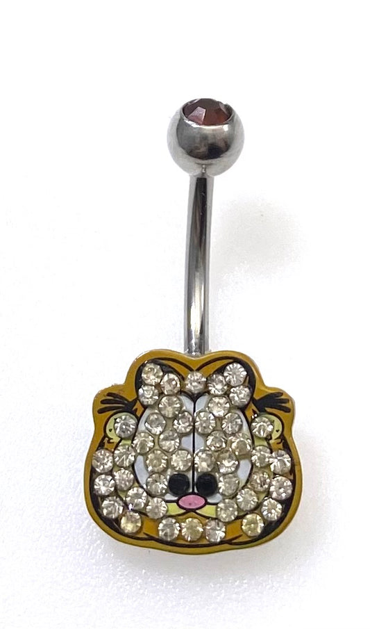 Jewelry Fashion Garfield Collectable Belly Ring with Garnet Crystal