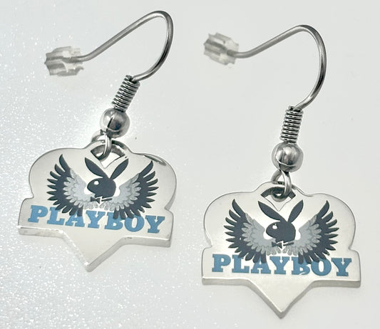 JEWELRY PLAYBOY EARRING WITH FISH HOOK DISK