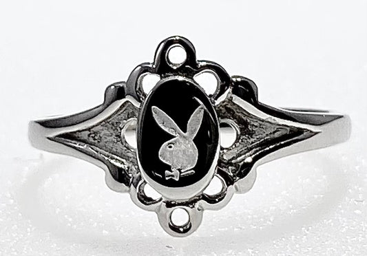 Playboy Jewelry Ring Vintage Black and Silver