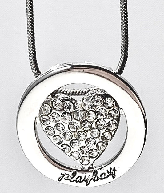 Playboy Circle with Crystals Heart