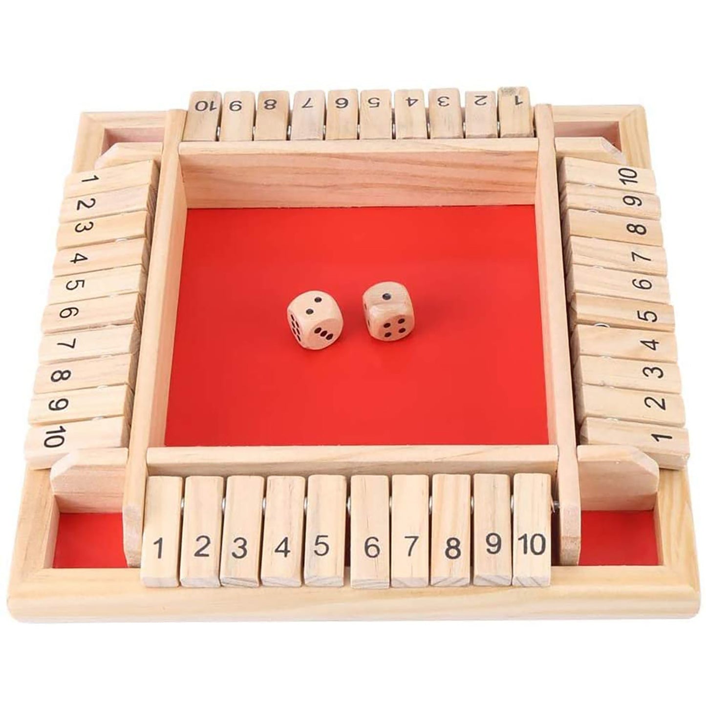 Shut The Box Dice Game,10 Numbers Traditional Wooden Pub Bar Board Family Game Dice for Kids and Adults