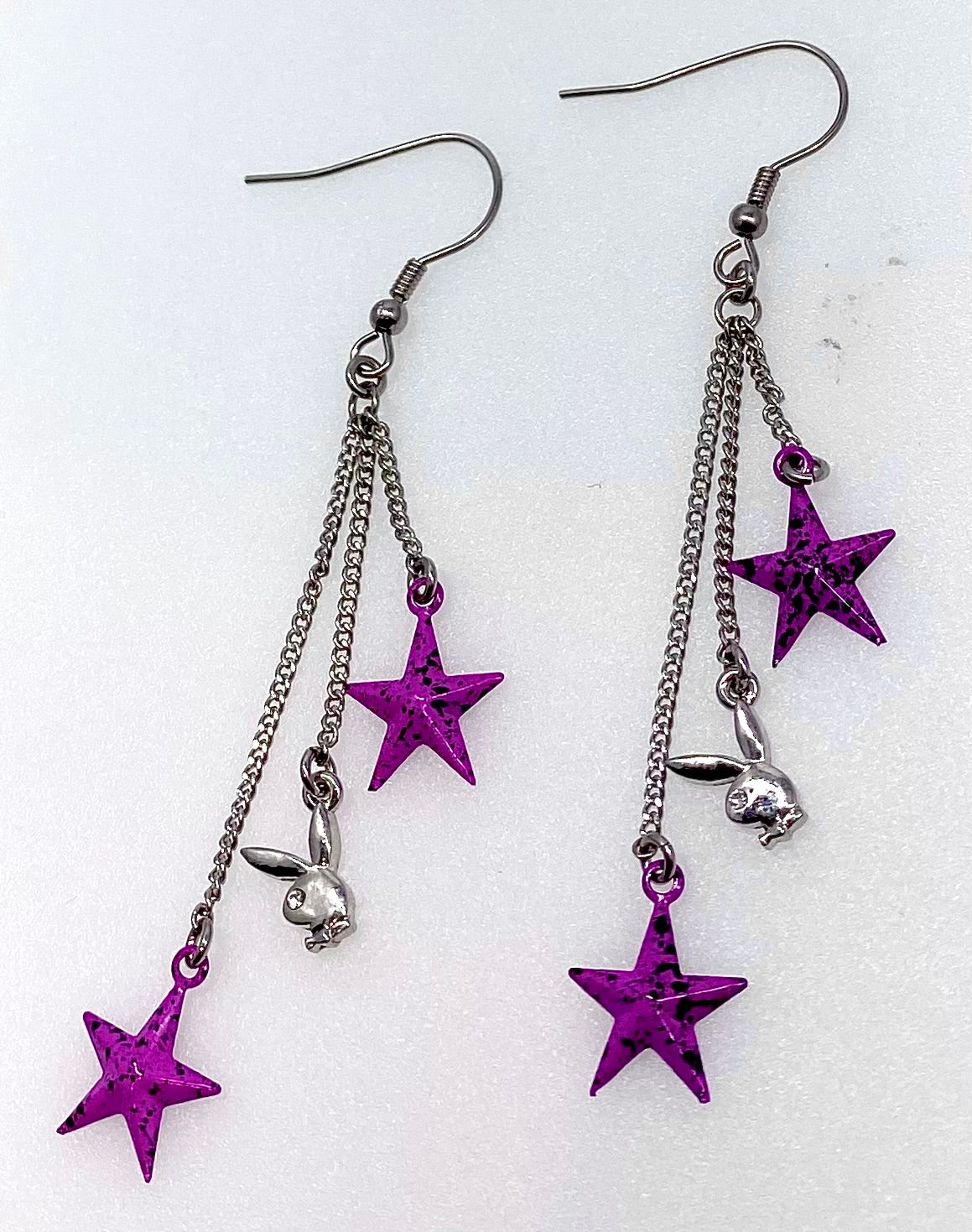 Playboy Stars and Bunny heads Pendant Earring