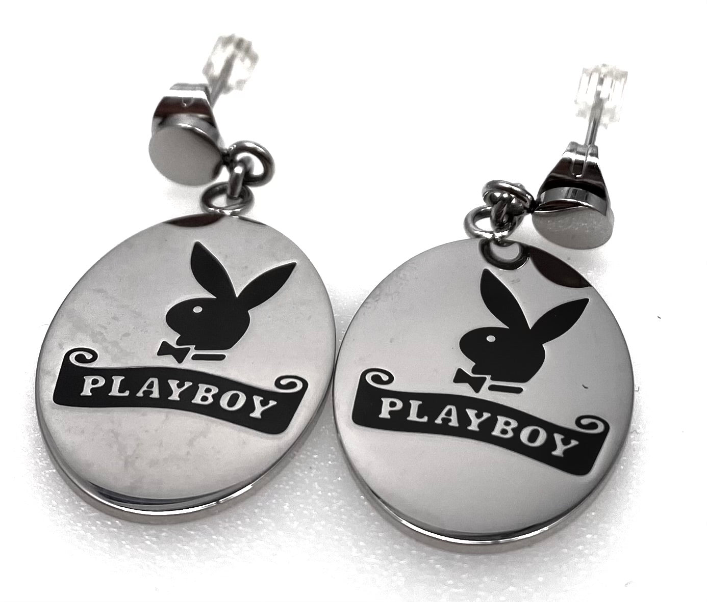 PLAYBOY HANGING DISK TAGS EARRING