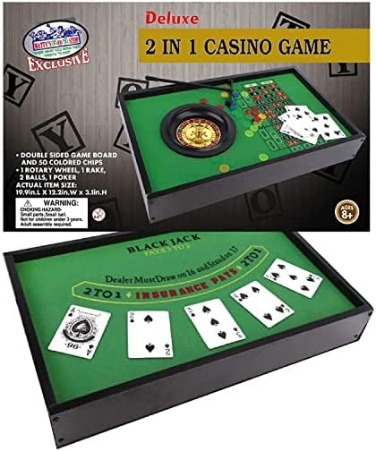 Casino Game 2 in 1 Double Sided Roulette and Black Jack Game with Playing Cards