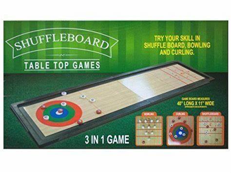 Shuffleboard Game for 2-4 Players Desktop & Travel Classic Wooden Board Game