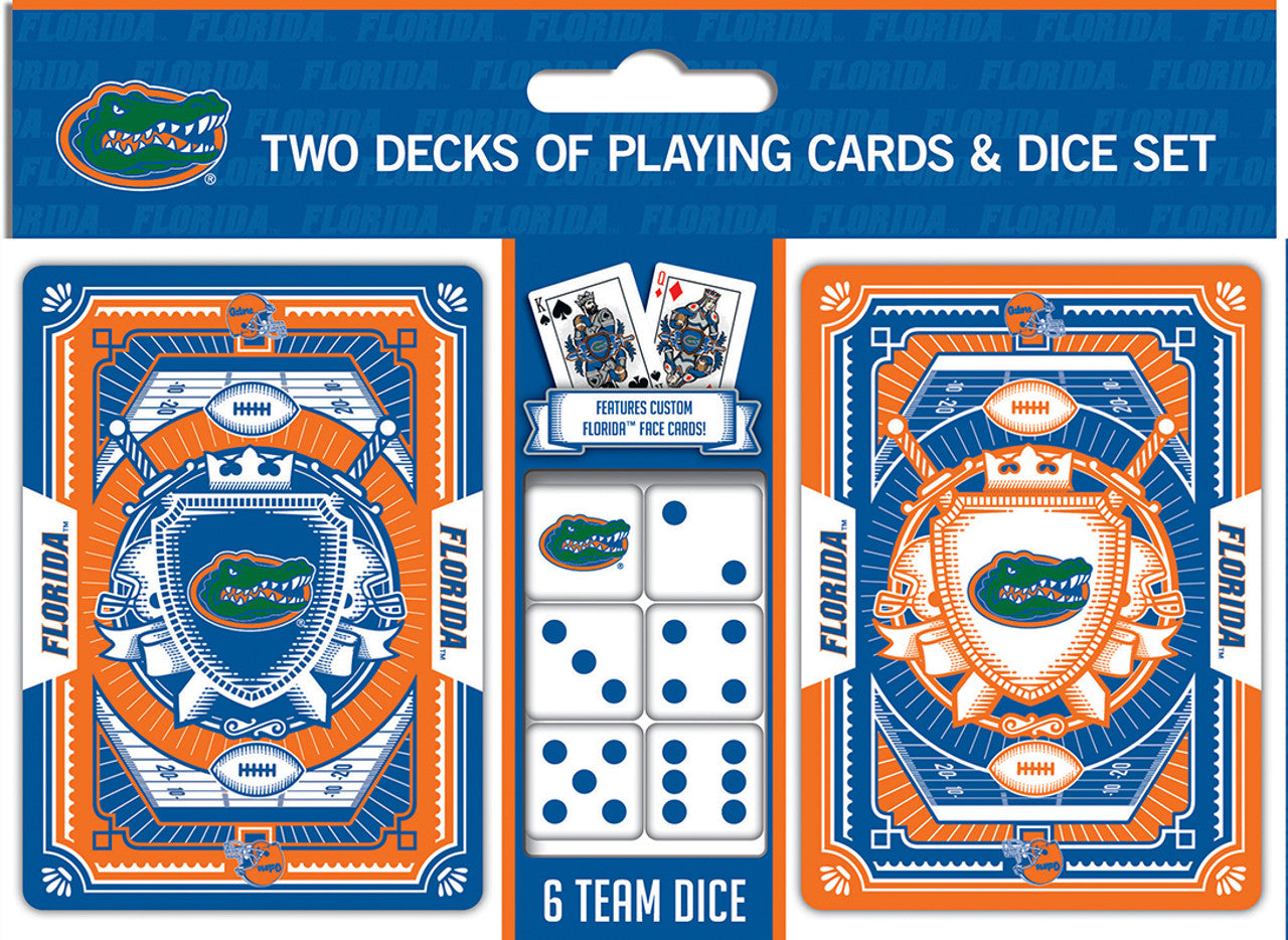 MasterPieces Officially Licensed NCAA Florida Gators 2-Pack Playing cards & Dice set for Adults