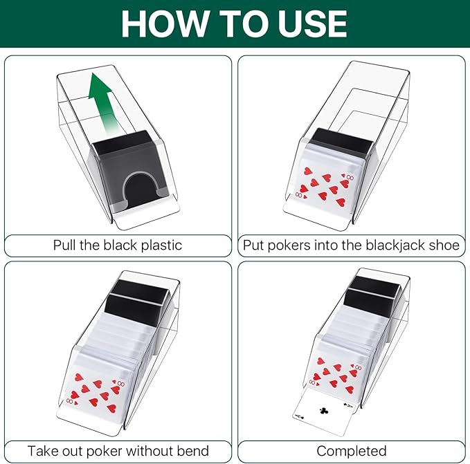 4,6,8 Deck Blackjack Shoe and Discard Tray, Clear Acrylic Blackjack Card Dispenser Dealing Holder Shoe for Playing Card Standard Size Poker Deck