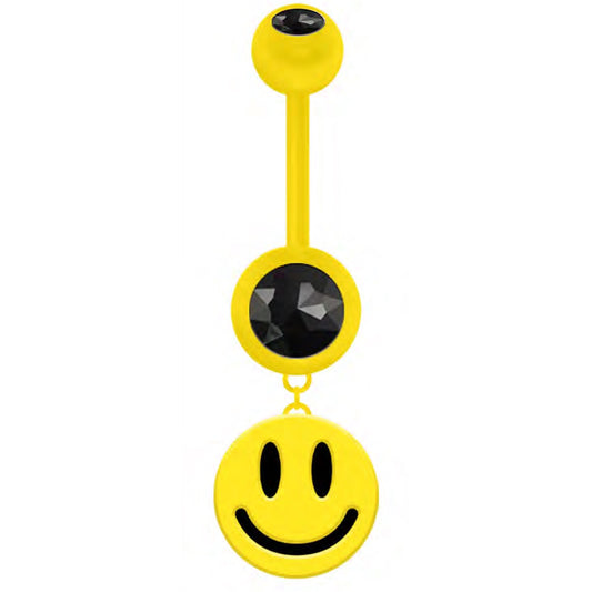 Belly Piercing Body Candy Yellow Plated Steel Navel Ring Piercing  Smiley Dangle Belly Button Ring BCVFGM101
