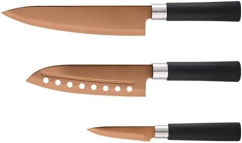 Bergner Set of 3 Stainless Steel Kitchen Knives Samurai Copper Collection