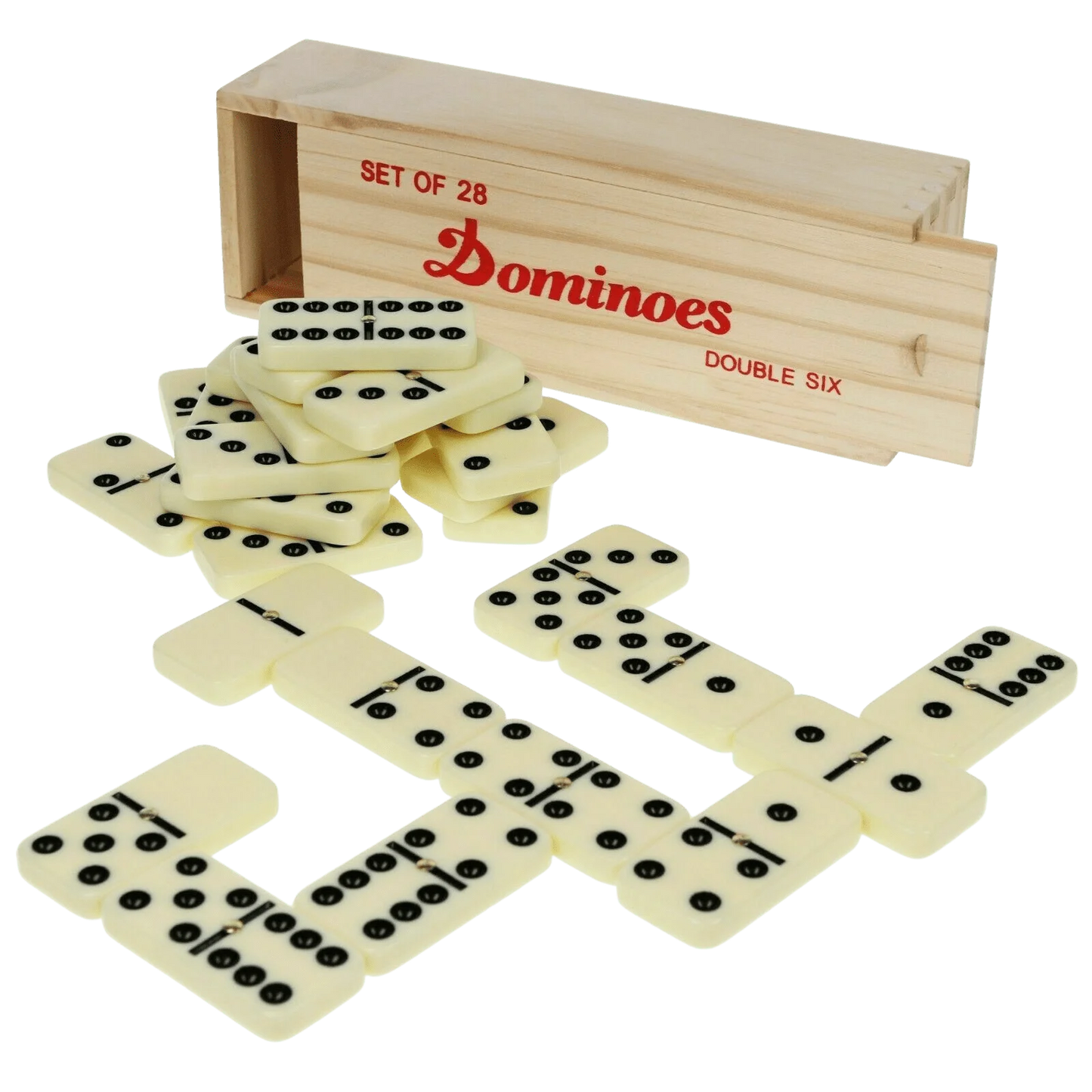 Dominoes Premium Set of 28 Double Six Dominoes with Wooden Case