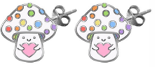 Earrings Rainbow Mushroom with a Pink Heart FEARME134-MEI