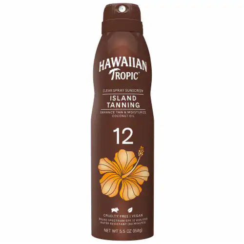 Hawaiian Tropic Tanning Island Tanning Clear Spray Coconut Oil Sunscreen SPF 12 6 oz