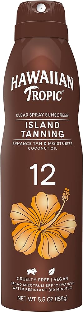 Hawaiian Tropic Tanning Island Tanning Clear Spray Coconut Oil Sunscreen SPF 12 6 oz