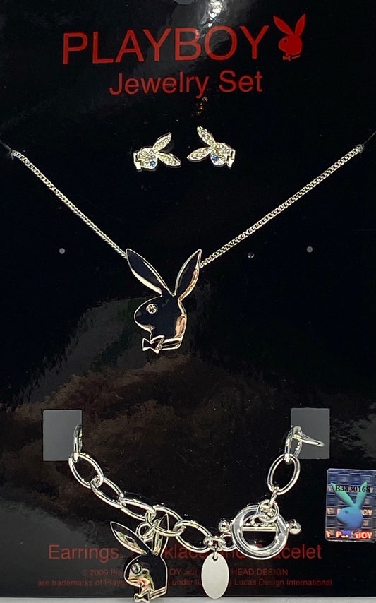 Playboy Jewelry featuring Trio set of Earring Bracelet and Charm and Chain