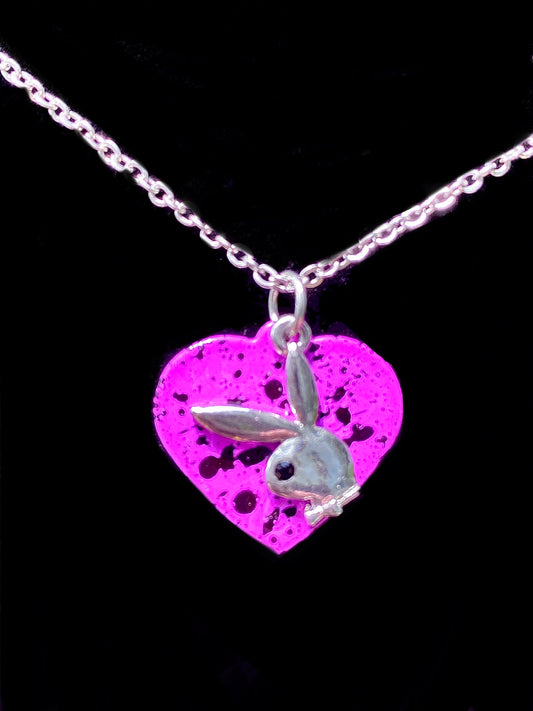 PLAYBOY SMALL PINK HEART with Bunny Head Pendant