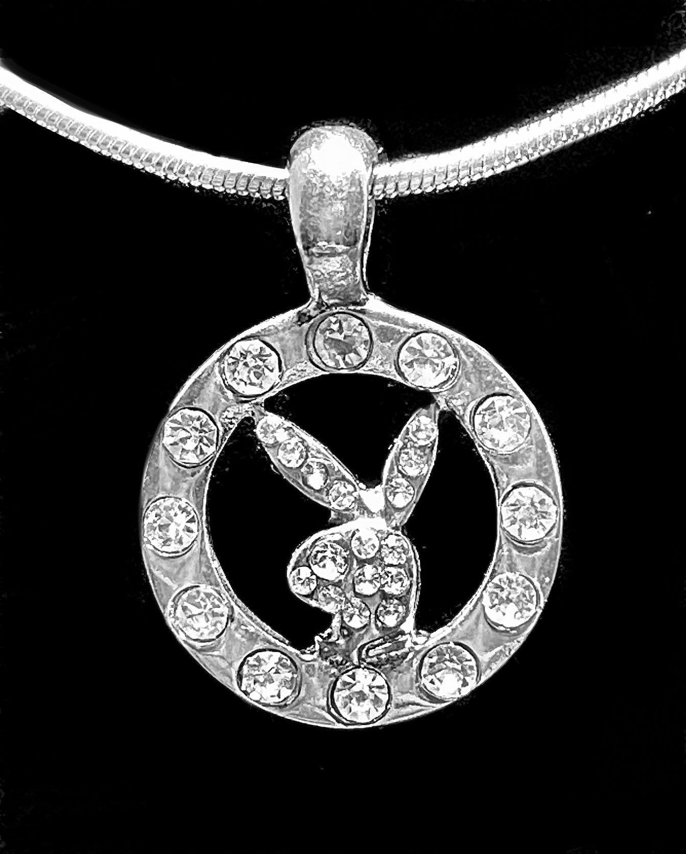 Playboy Crystal Pendant on a Snake Chain