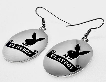 PLAYBOY HANGING DISK TAGS EARRING