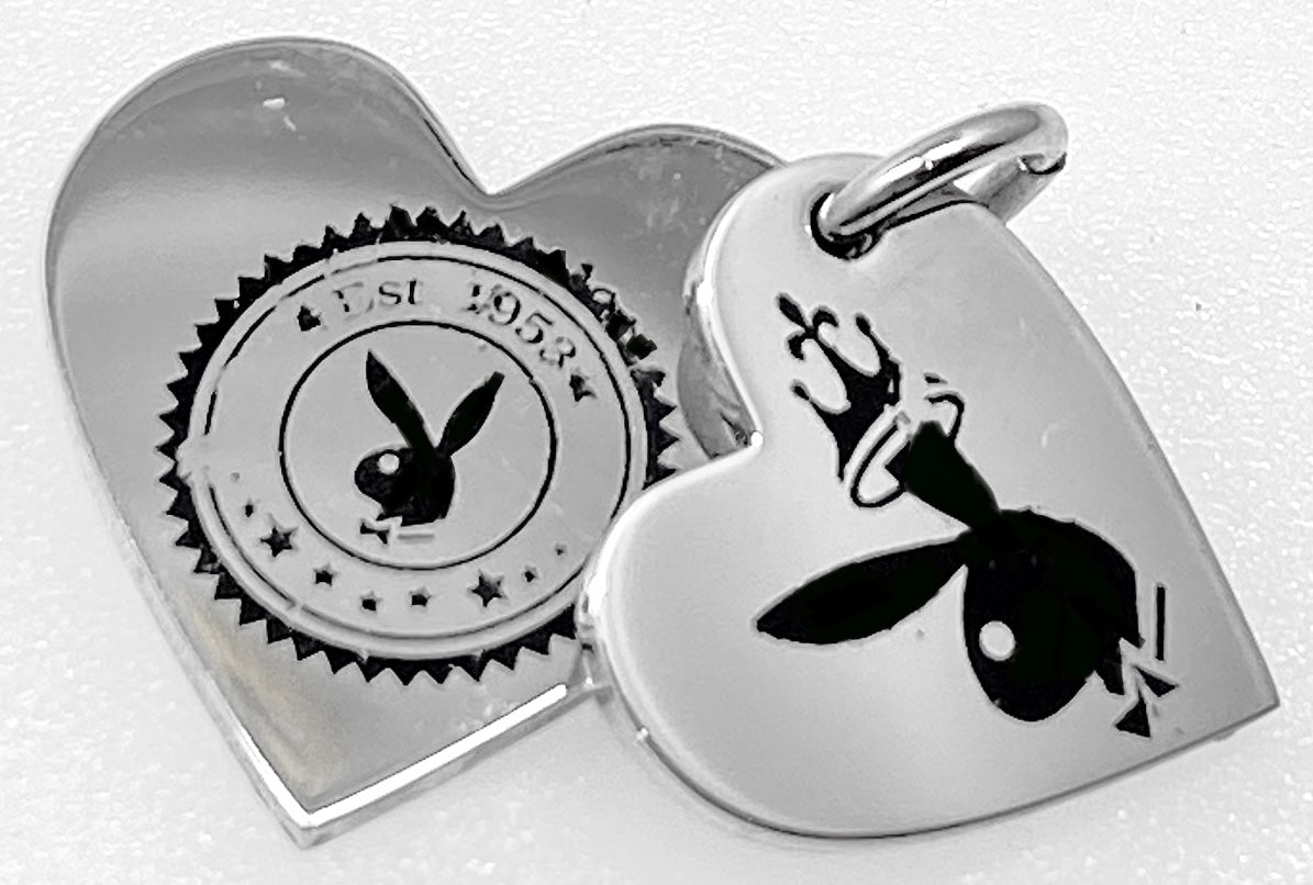Playboy Two Hearts Dog Tag Pendant