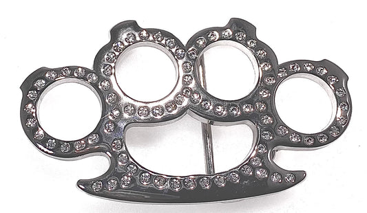 Belt Buckle Brass Knuckles with Stones