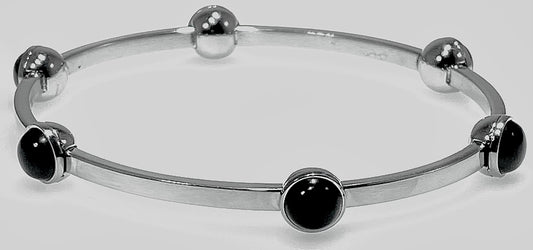 FASHION JEWELRY BLACK CABBAGE STONE BANGLE