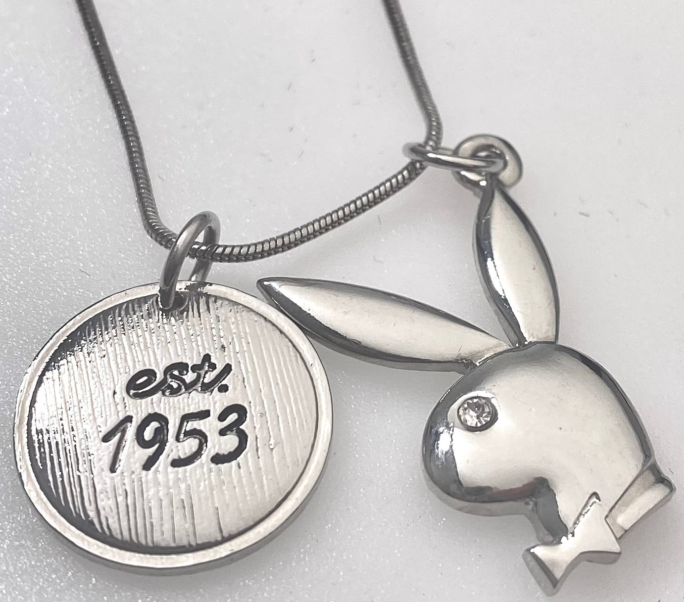 PLAYBOY CHARM NECKLACE with BUNNY HEAD and EST 1953