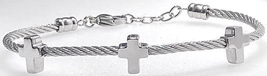 Jewelry Fashion 3 Crosses Rope Bangle