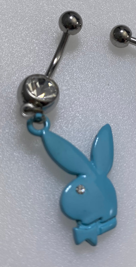 Playboy Jewelry Belly Piercing, Bunny Heads in Colors with White Crystals