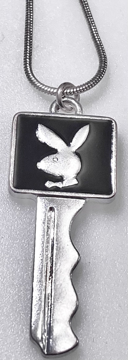 Playboy Key with Enamel on a Snake Chain with extender