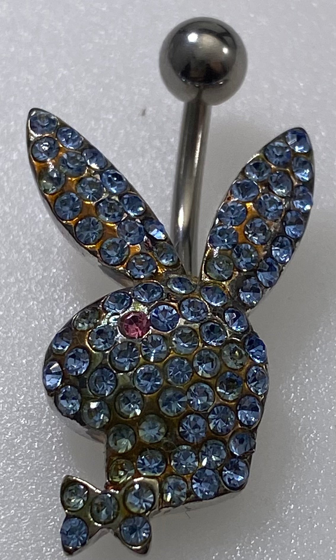 Playboy Jewelry Surgical Steel Navel Ring with Sky Blue  Colored Crystals