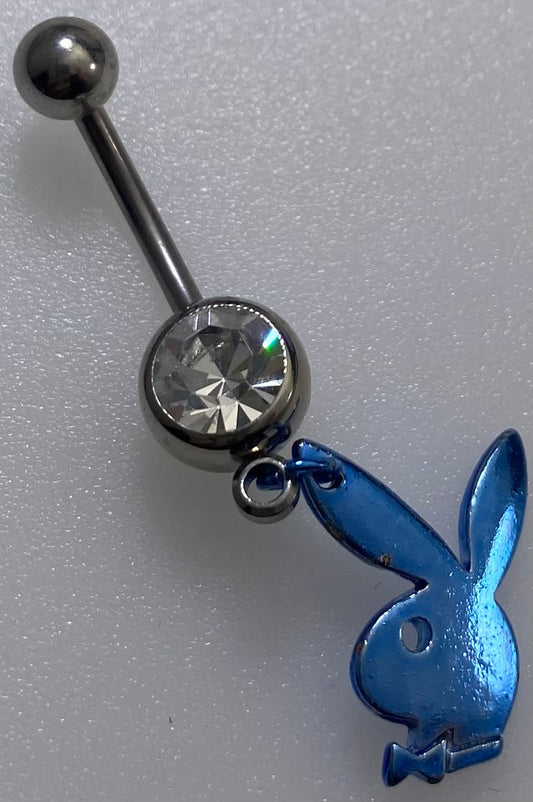 Playboy Jewelry Navel Ring Blue Bunny Heads