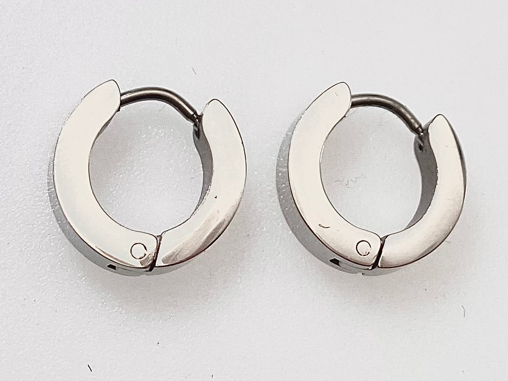 Jewelry Fashion 9mm Silver Men's Hoop Earring