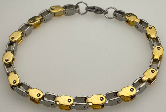 Jewelry Fashion Two Tone Bike Chain Bracelet