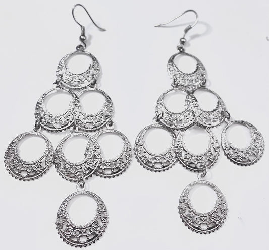 JEWELRY FASHION WHITE GOLD PLATED CHANDELIER DANGLING EARRING