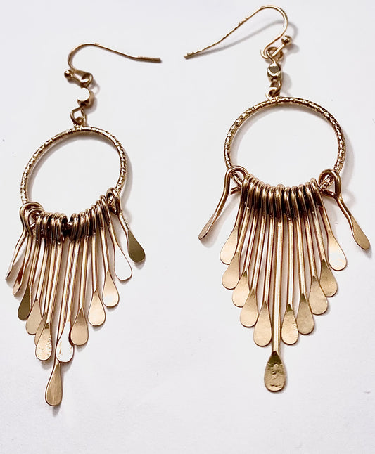 JEWELRY FASHION GOLD PLATED DANGLING TEARDROP  EARRING