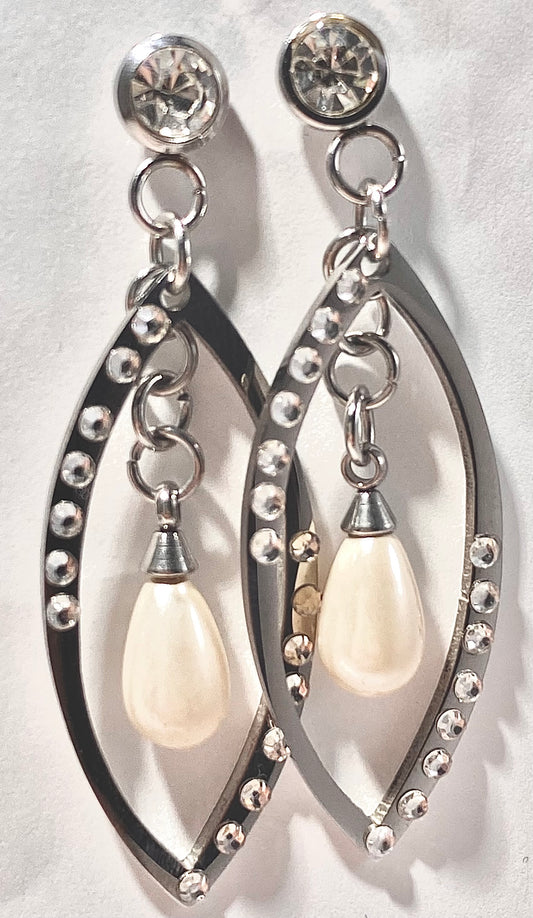 JEWELRY FASHION WHITE GOLD PLATED with FRESH WATER PEARLS EARRING