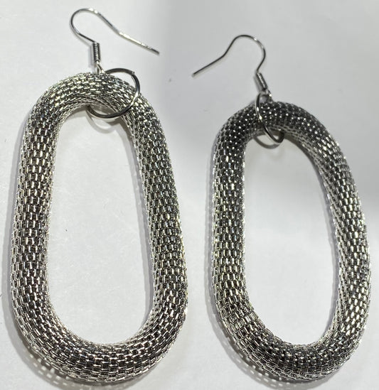 JEWELRY FASHION MESH TUBE OVAL EARRING