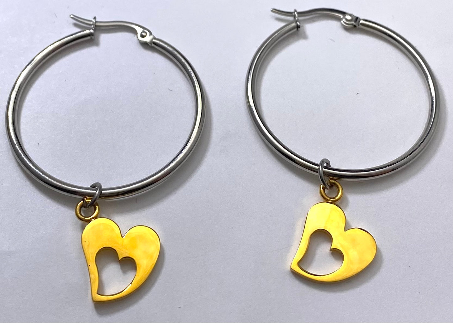 JEWELRY FASHION HOOP with GOLD PLATED DANGLING HEART EARRING