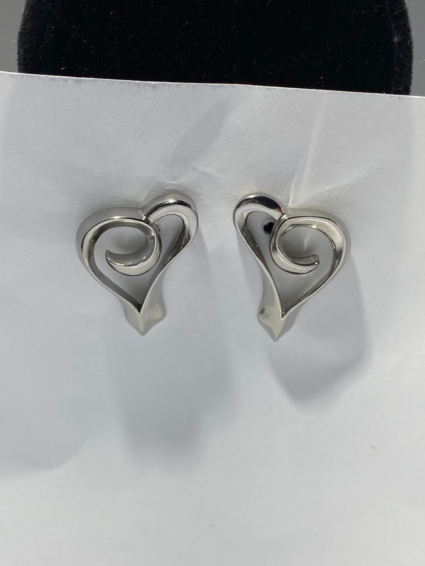 JEWELRY FASHION WHITE GOLD PLATED HEART EARRING POLISH