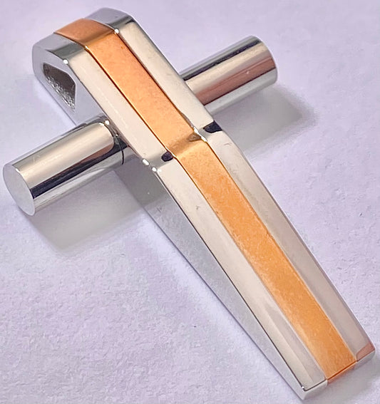 JEWLRY FASHION TWO TONE ROSE GOLD COLOR and SILVER CROSS