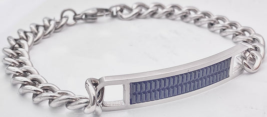 JEWELRY Fashion Pyramid Pattern ID Curb Link Bracelet in Box