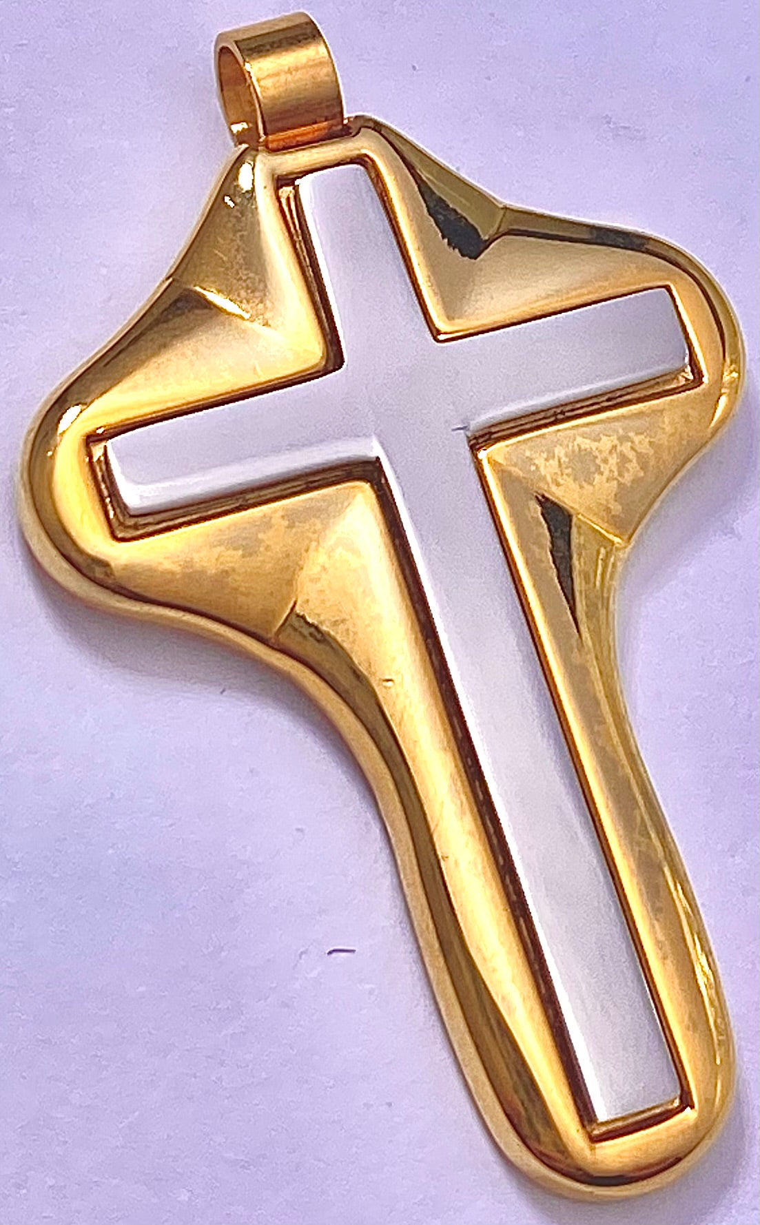 JEWLRY FASHION Two Tone Gold and Silver Cross