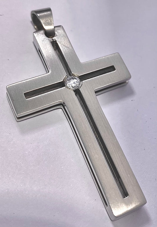 JEWLRY FASHION Flat Single White Crystal Cross