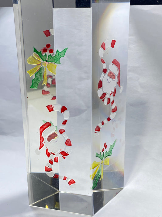 Gift Giving Santa or Rudolph Reindeers Family Fun Glass Paper Weights