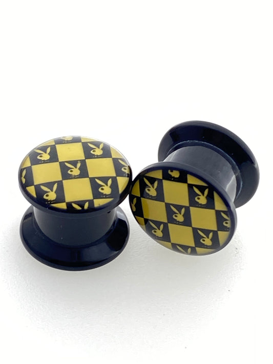 PLAYBOY BLACK AND YELLOW EARRING PLUGS