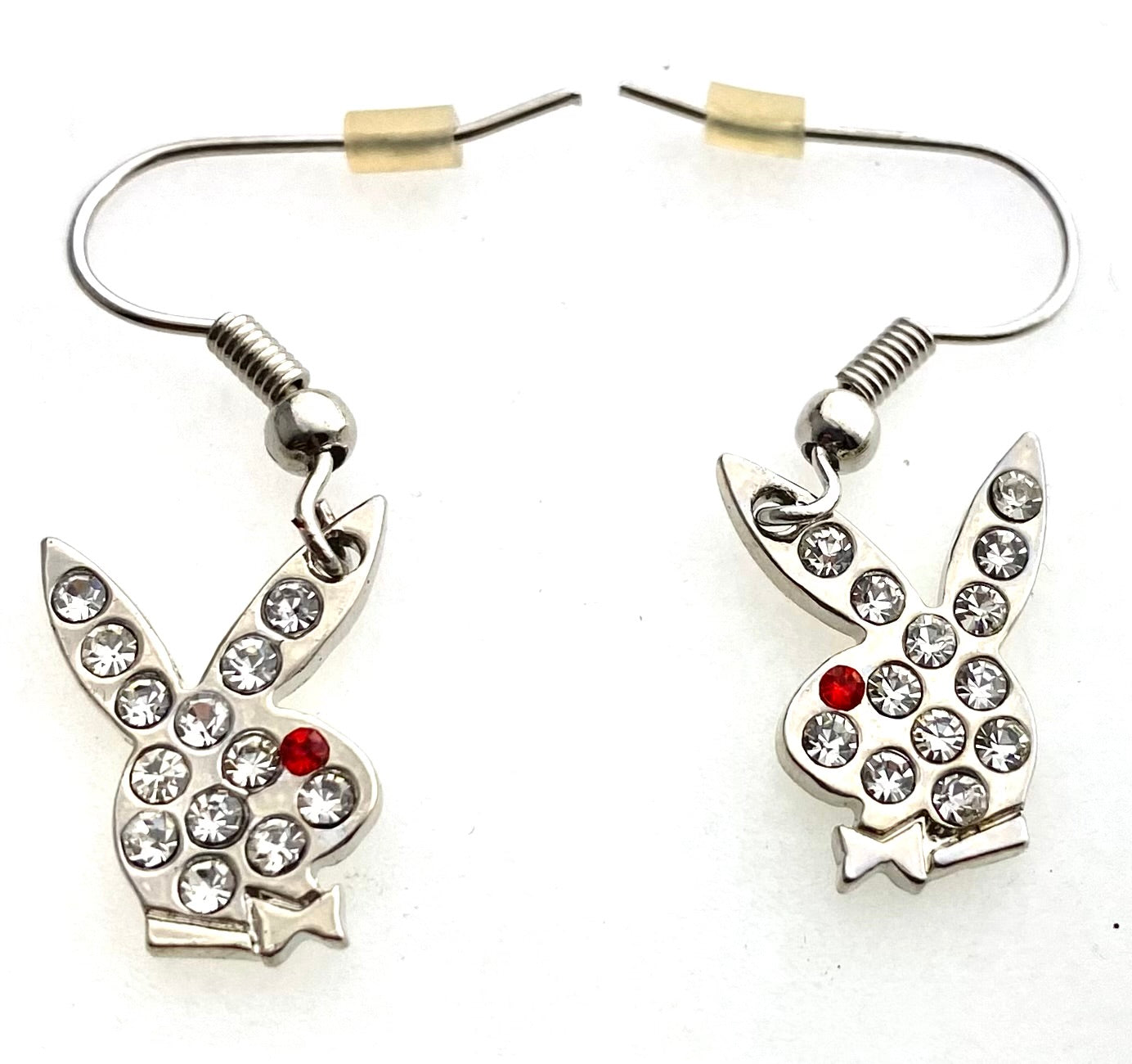 Playboy Jewelry Earring Crystals Bunny Heads and Red or PINK Crystal Eyes