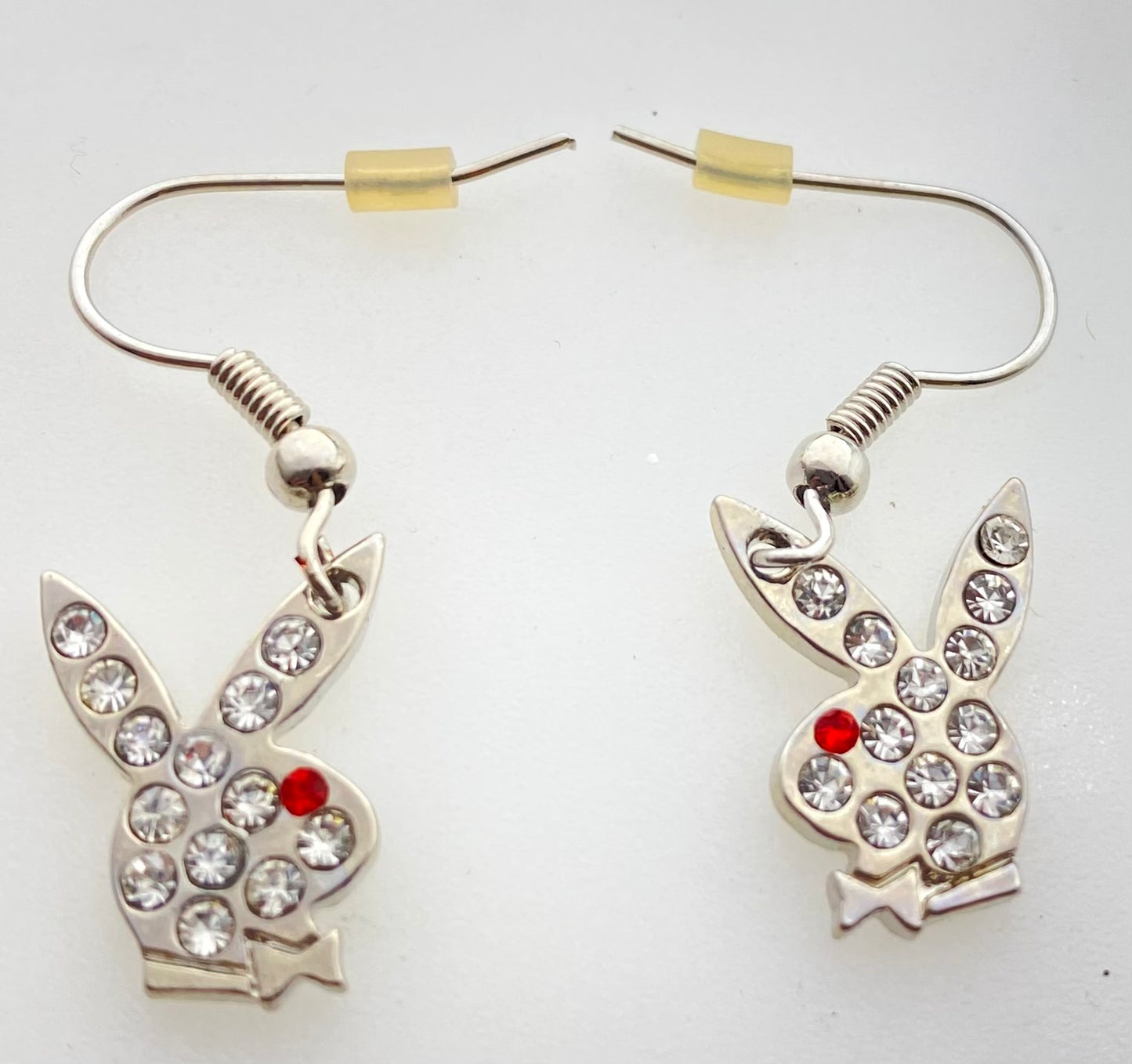 Playboy Jewelry Earring Crystals Bunny Heads and Red or PINK Crystal Eyes