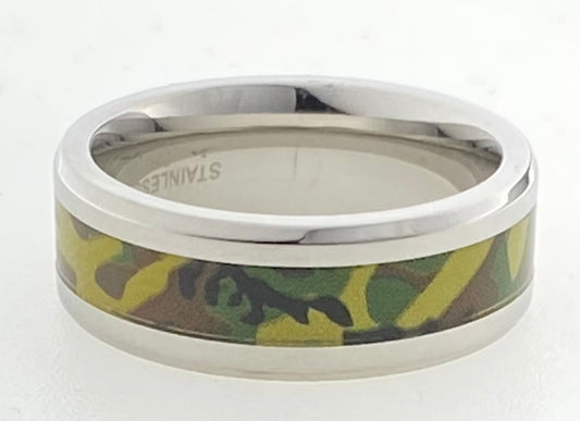 JEWELRY FASHION Polished Camo Band Ring size 9