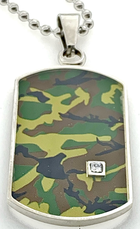 JEWELRY FASHION CAMO with Gem Dogtag Pendant