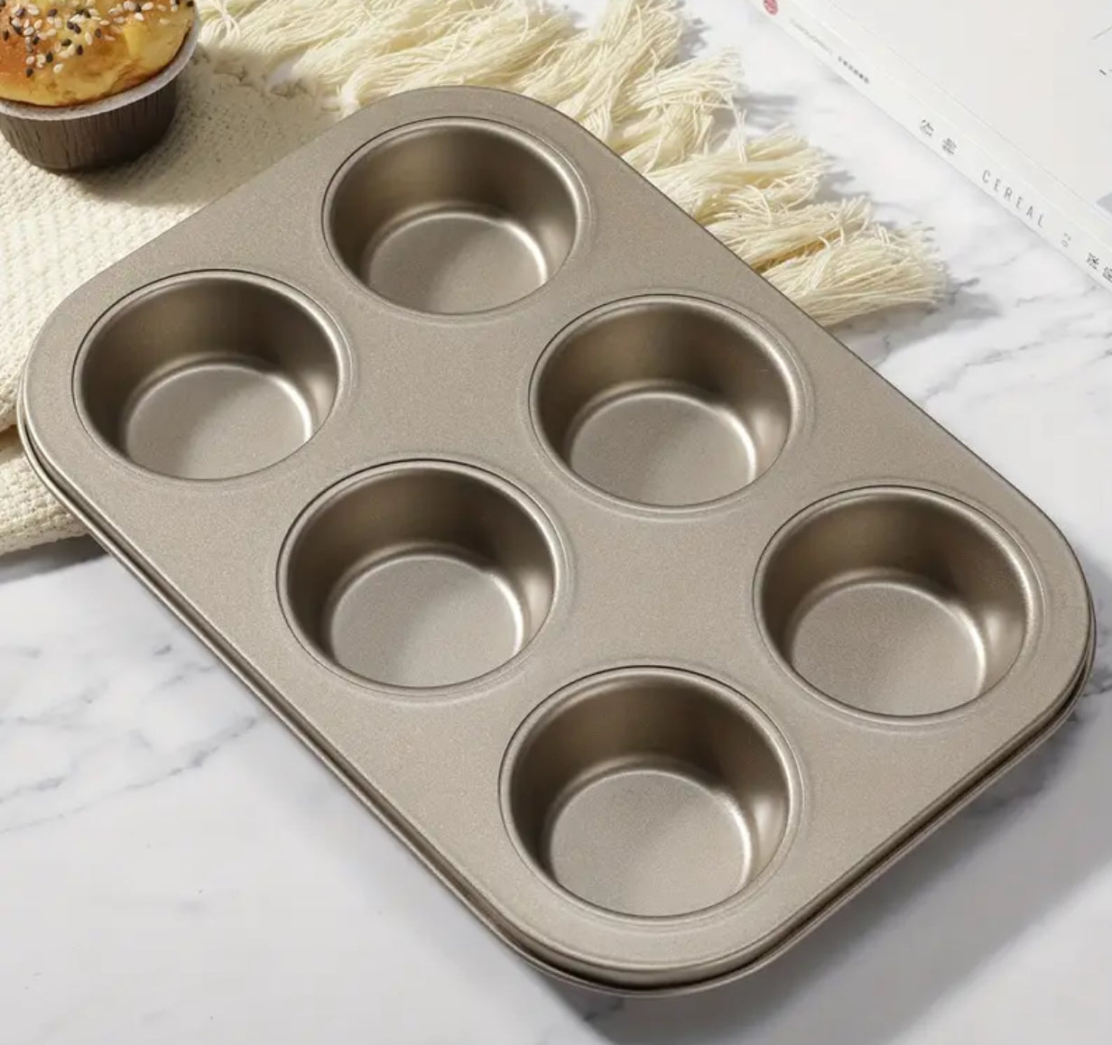 Bakeware 6 Cup Nonstick Steel Muffin Pan, 1.2 in Diameter Cups 6 Pieces