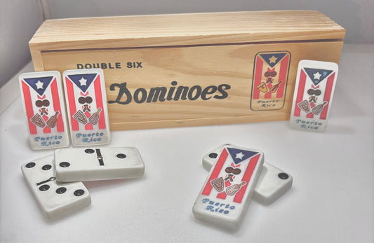 Puerto Rico Gifts Dominoes Set Family and Friends Gift Packs Large Adult Size Double six Domino with PR Flag Authentic Puerto Rican Design